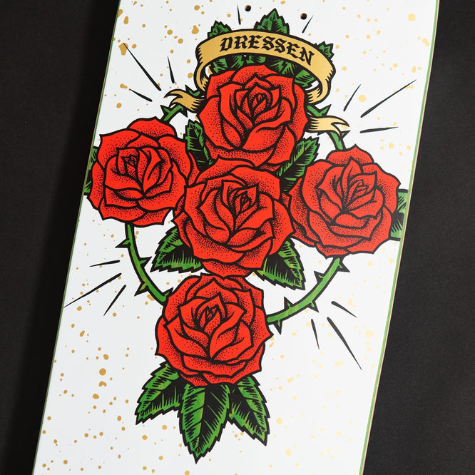 Dressen Rose Cross Shaped White 9.31" Skateboard Deck