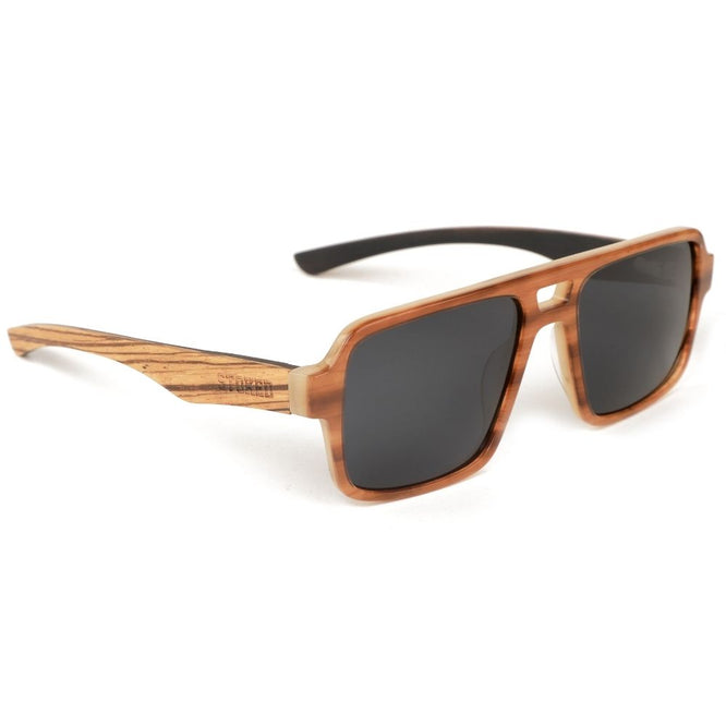 Navigator Two Tone Acetate Two Tone Amber Sunglasses + Grey Lens