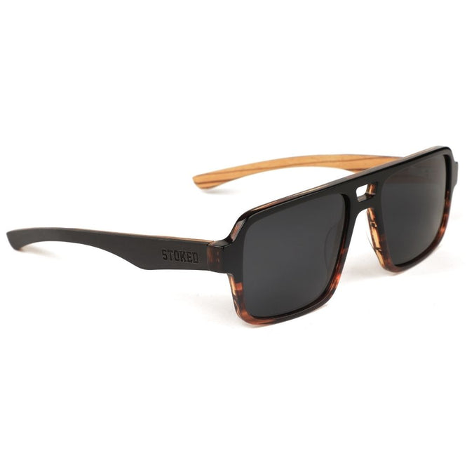 Navigator Two Tone Acetate Black/Smoke Tortoise Sunglasses + Grey Lens