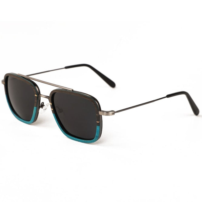 Bondi Sunglasses Ebony/Turquoise/Fiber + Grey Lens