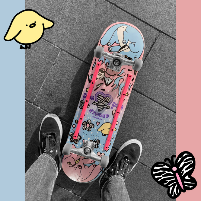 Stoked Poempoe Cat Skateboard Deck